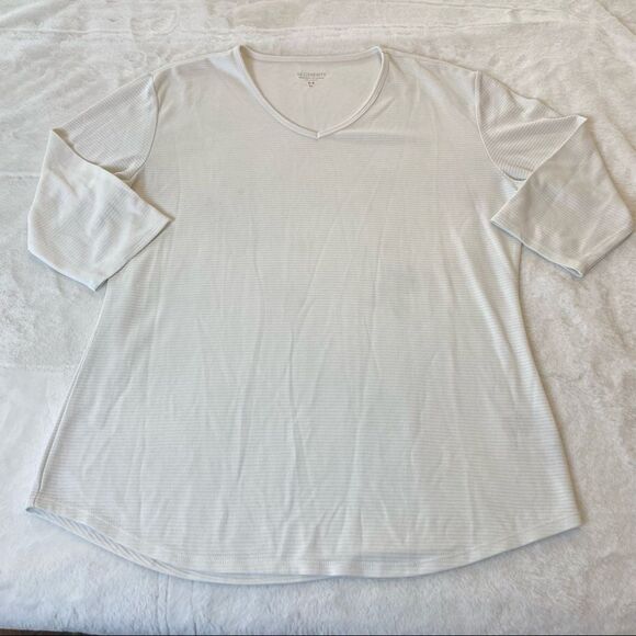 Seg'ments V Neck 3/4 Sleeve White Top Size XL - Picture 1 of 8